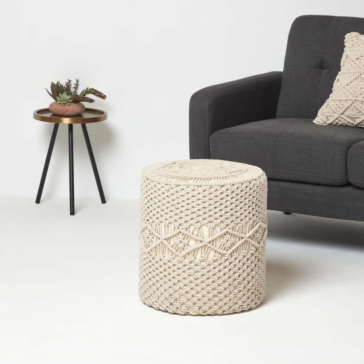 Astrid Natural Macrame Pouffe - Natural – image 4