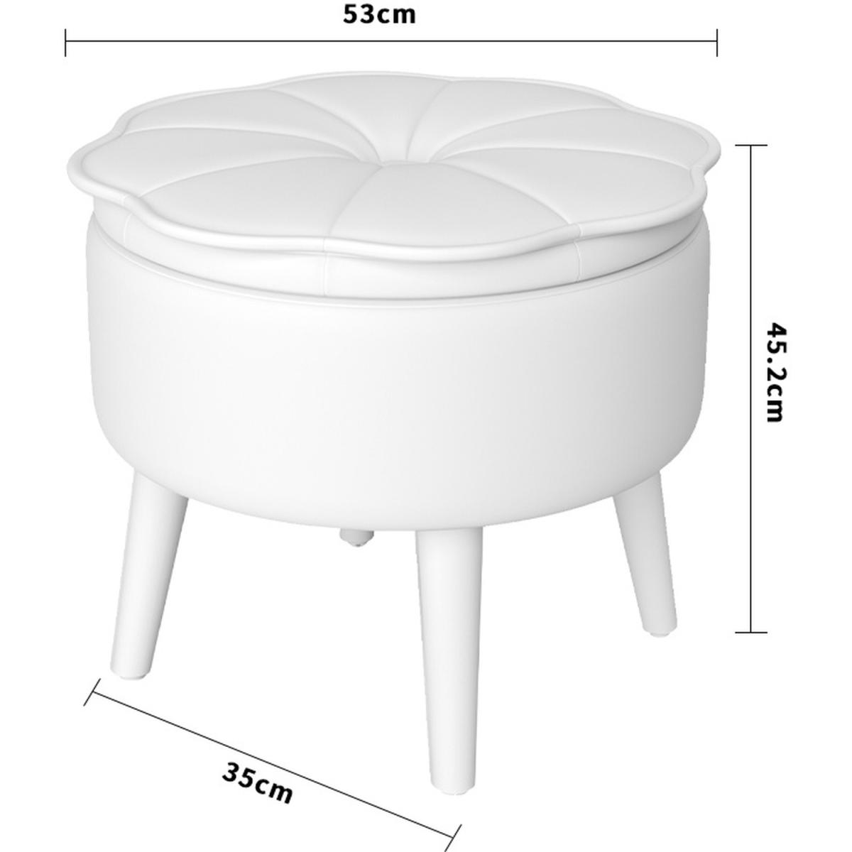Round Tufted Storage Ottoman Foot Rest Vanity Seat With Petaloid Lid Green - Green – image 4