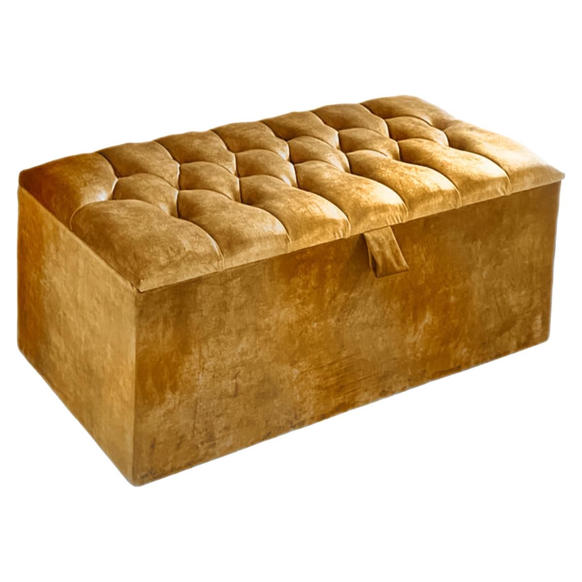 Ottoman Storage Blank Box In Velvet - Mustard – image 2
