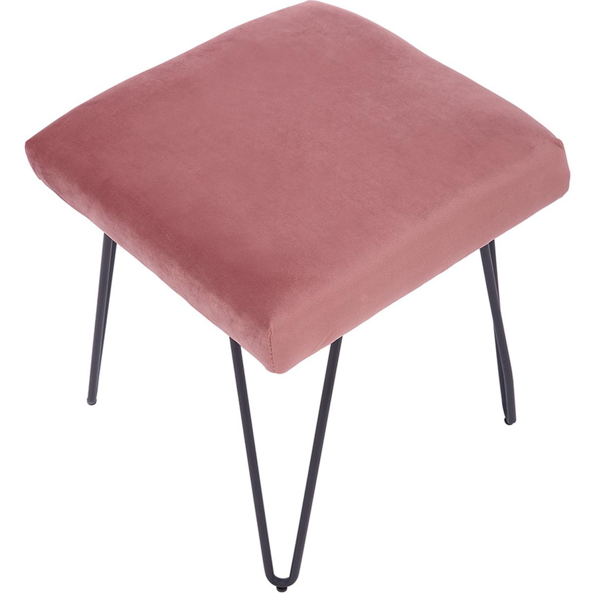 Velvet Rectangle Ottoman - Grey Pink – image 2