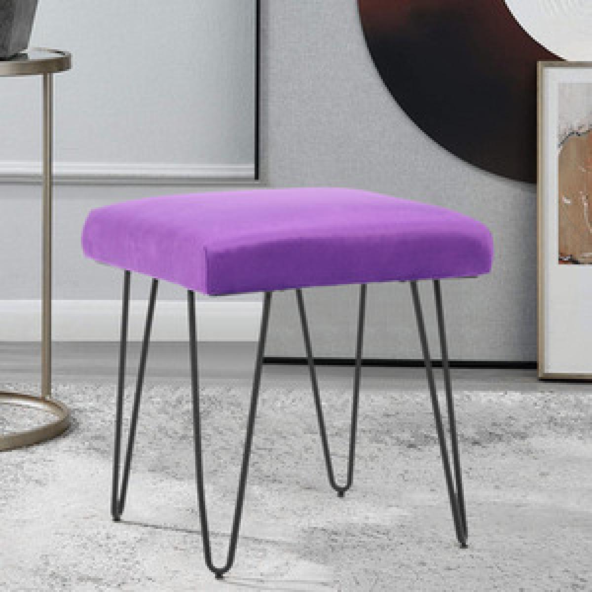 Velvet Rectangle Ottoman - Grey Pink – image 11