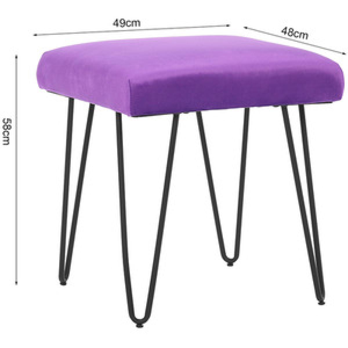 Velvet Rectangle Ottoman - Grey Pink – image 12