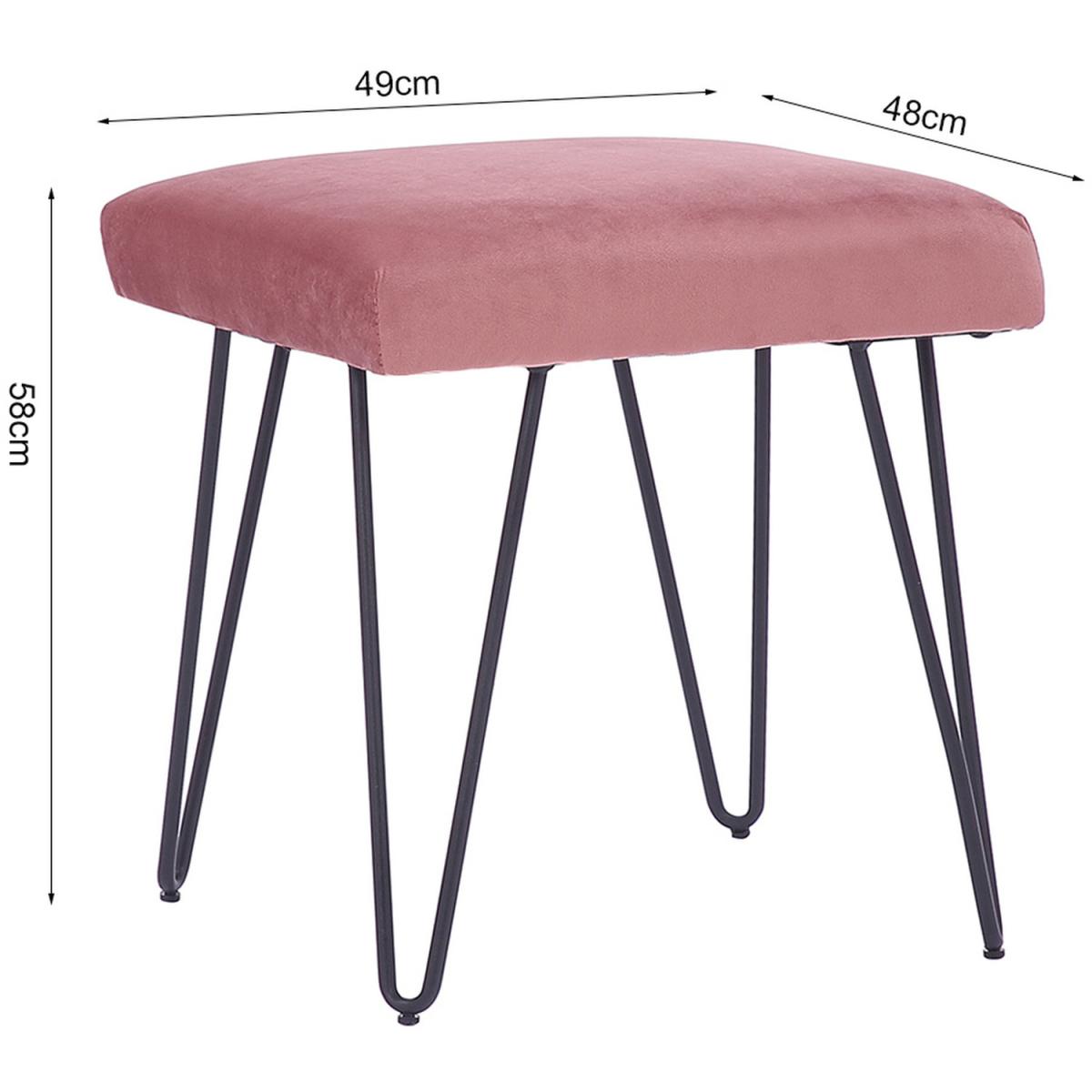 Velvet Rectangle Ottoman - Grey Pink – image 6