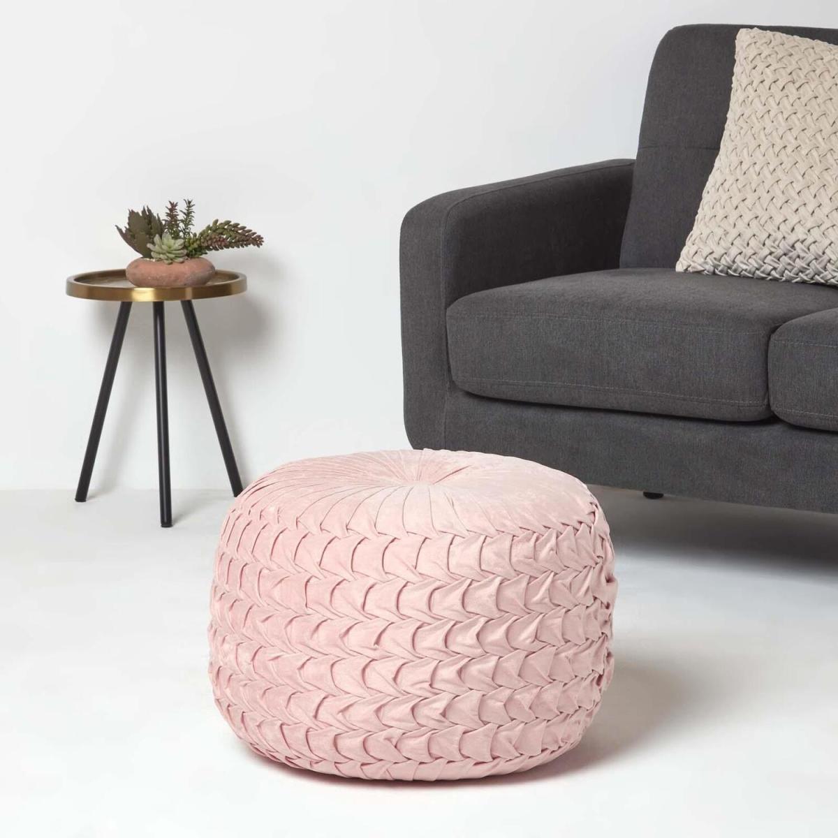 Grace Pleated Velvet Pouffe - Dusk Pink – image 2