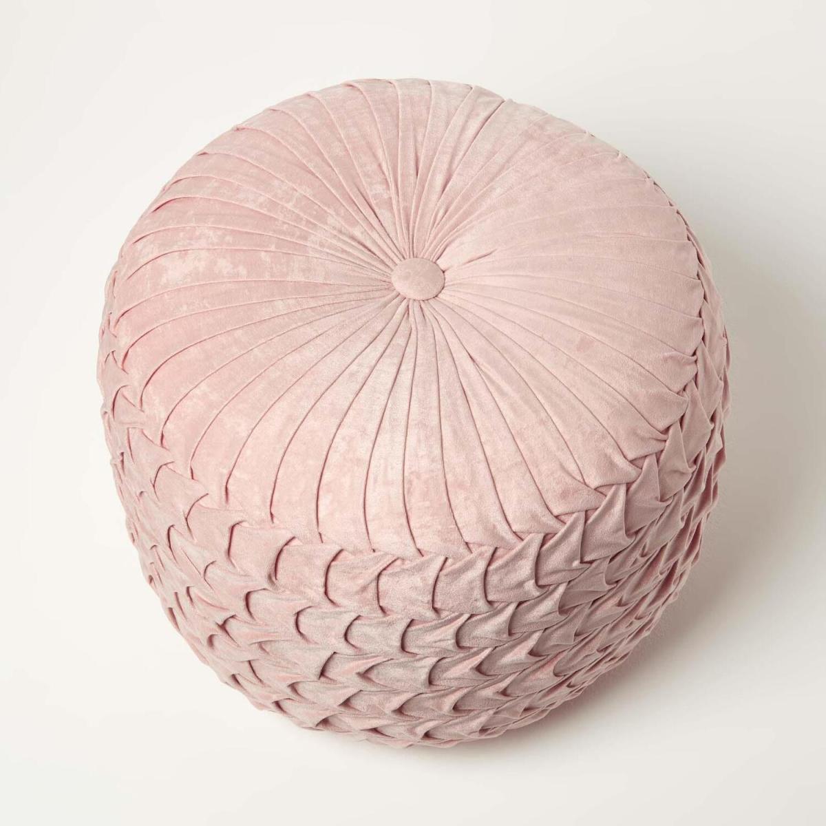 Grace Pleated Velvet Pouffe - Dusk Pink – image 3