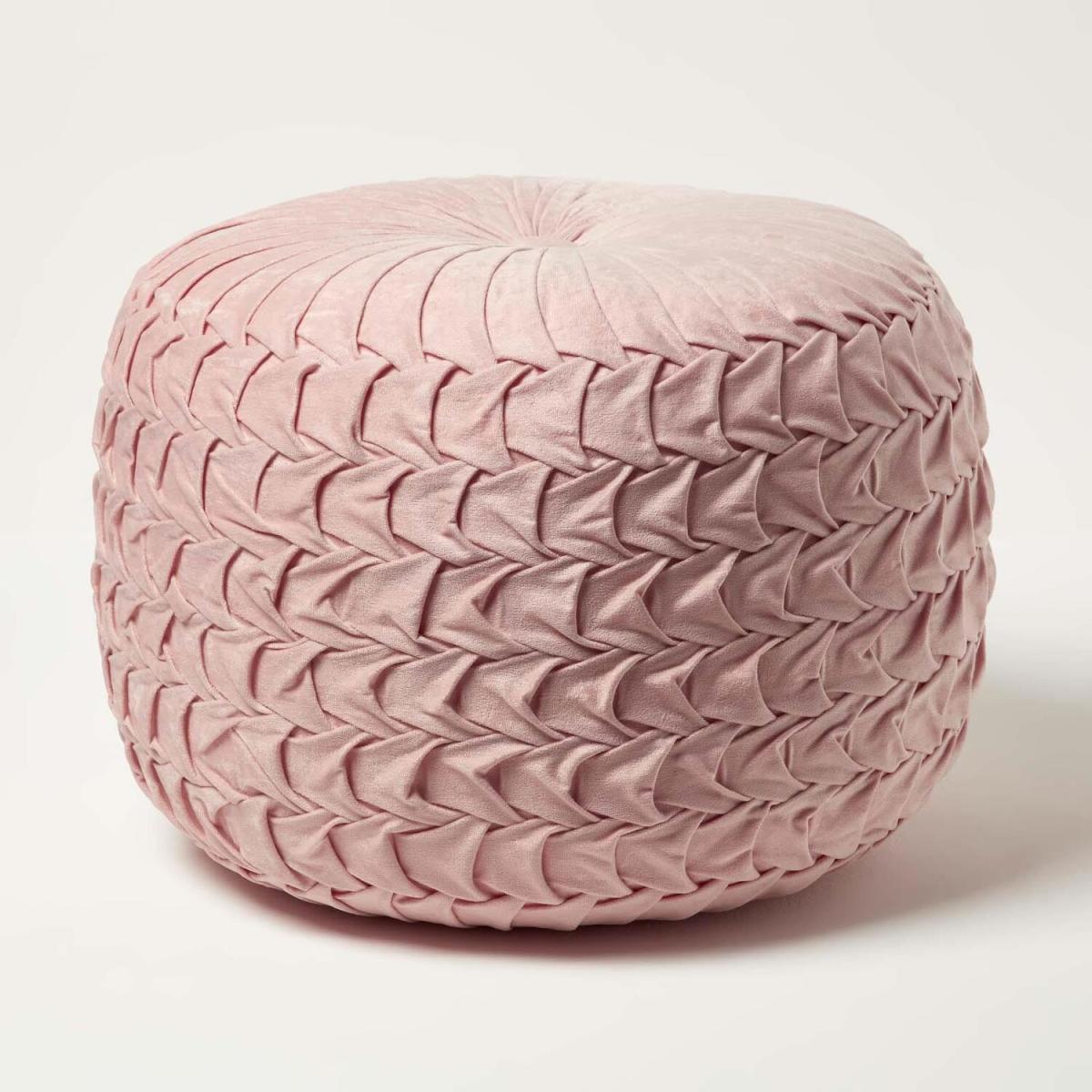 Grace Pleated Velvet Pouffe - Dusk Pink – image 1