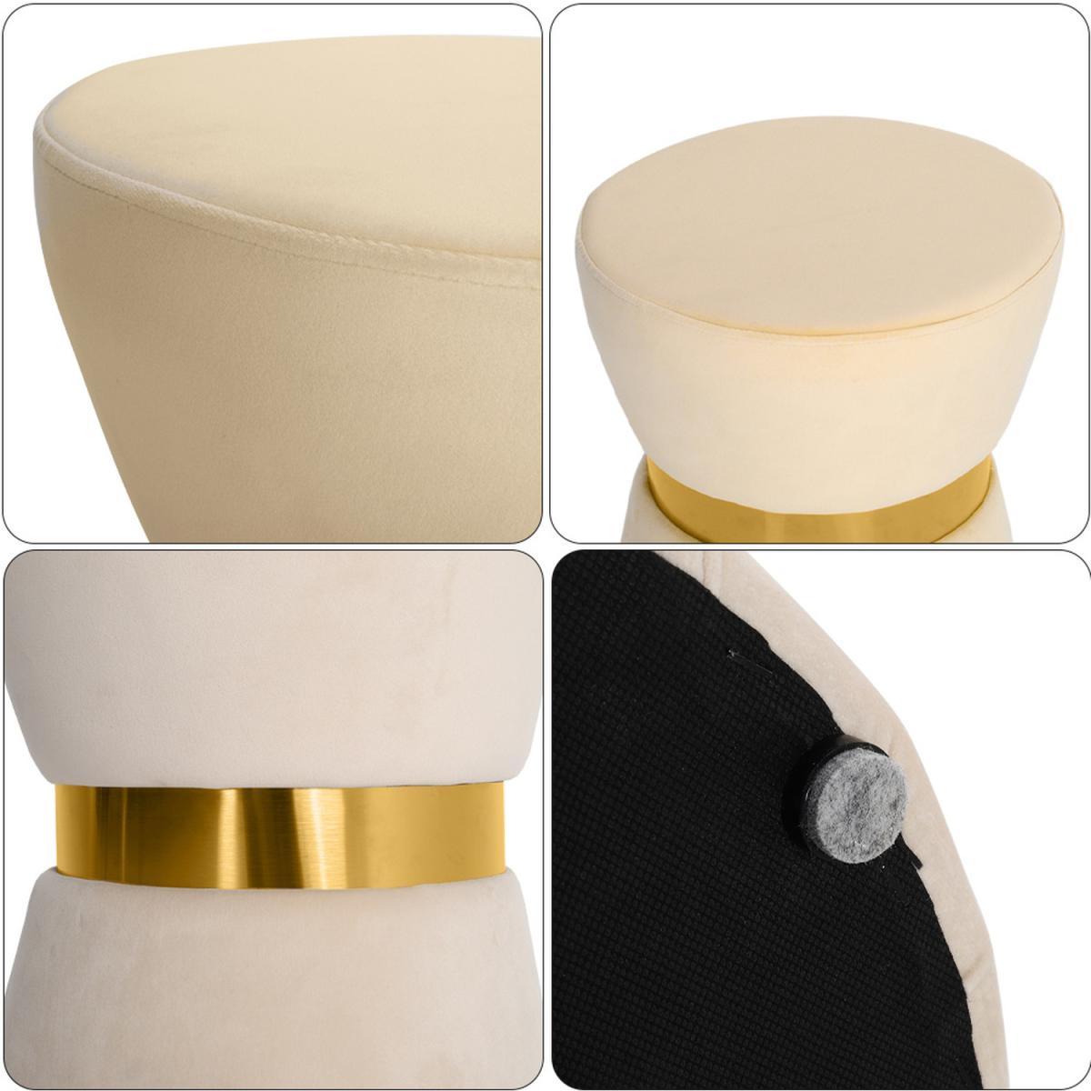 Comfortable Velvet Footstools - Beige – image 4
