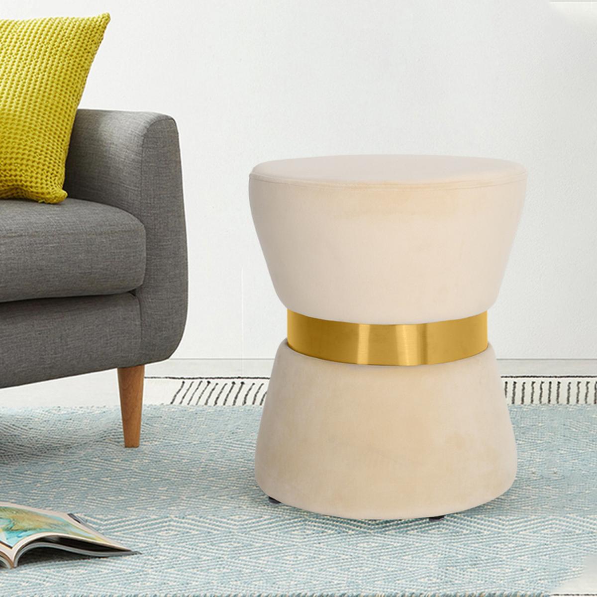 Comfortable Velvet Footstools - Beige – image 5