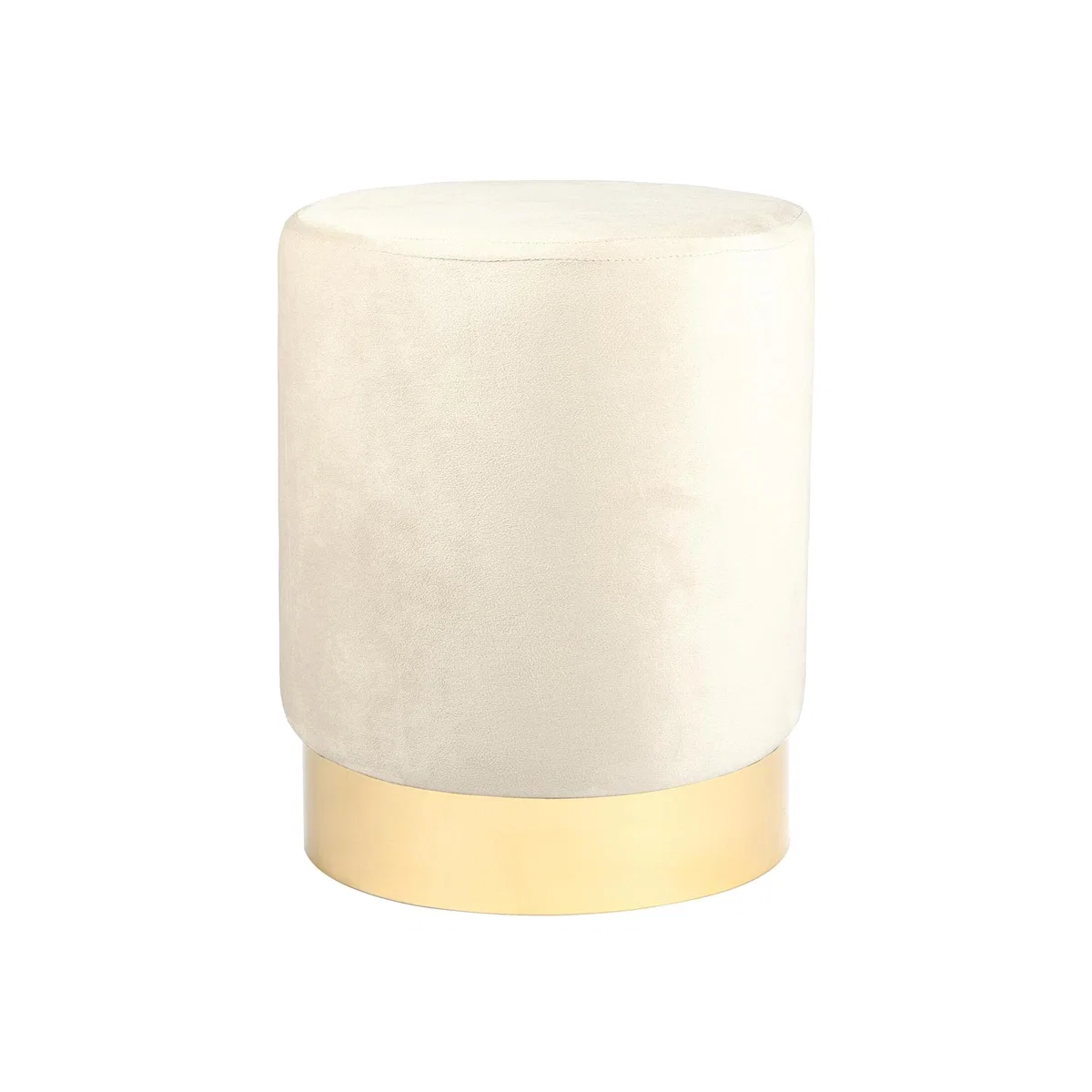 Round Velvet Footstool - H36 x D29cm - Neutral