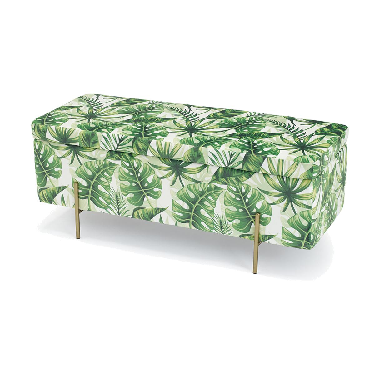 Lola Palm Print Storage Ottoman