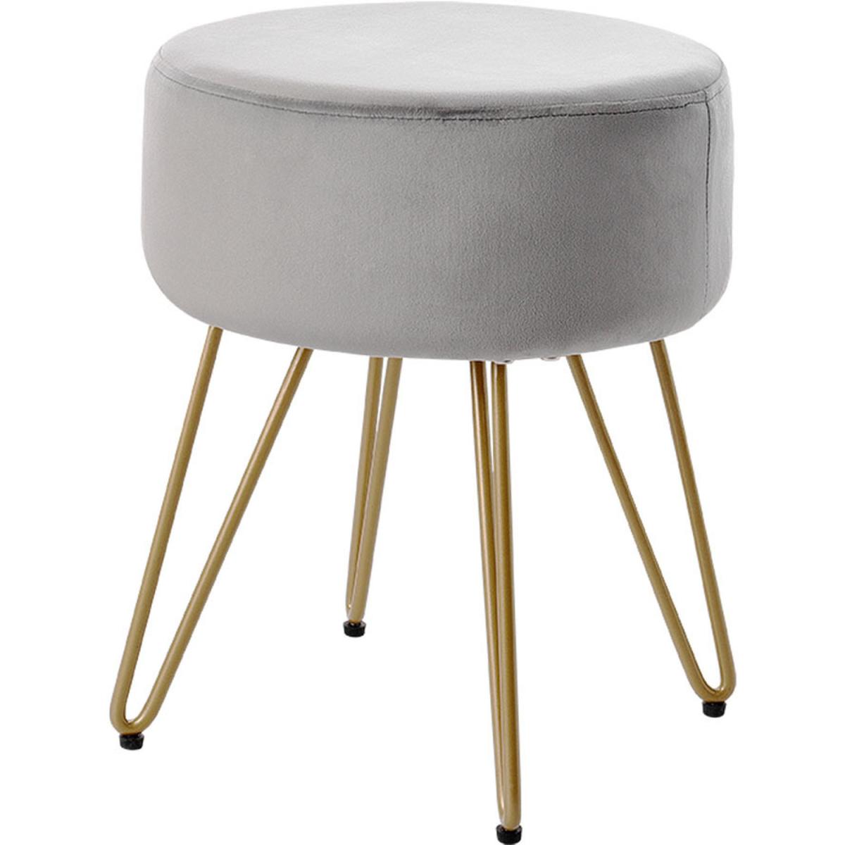 Velvet Soft Round Footrest  - Grey – image 2