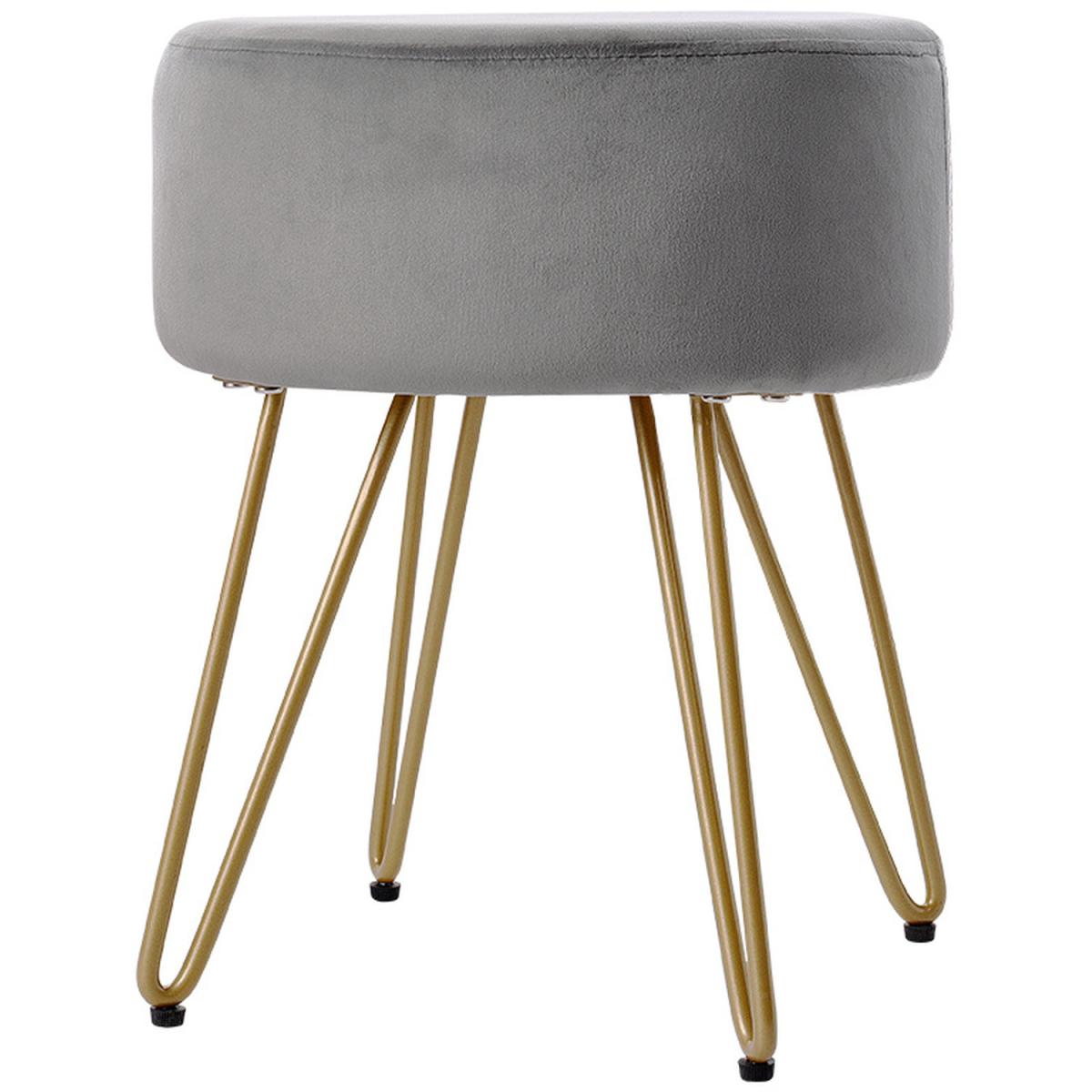Velvet Soft Round Footrest  - Grey – image 3