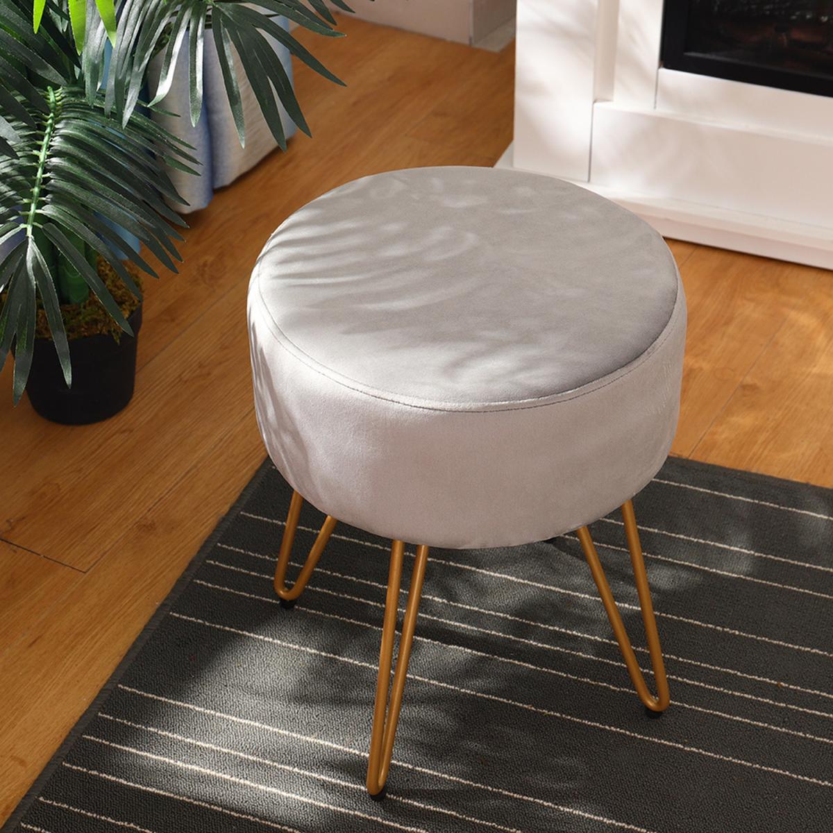 Velvet Soft Round Footrest  - Grey – image 4