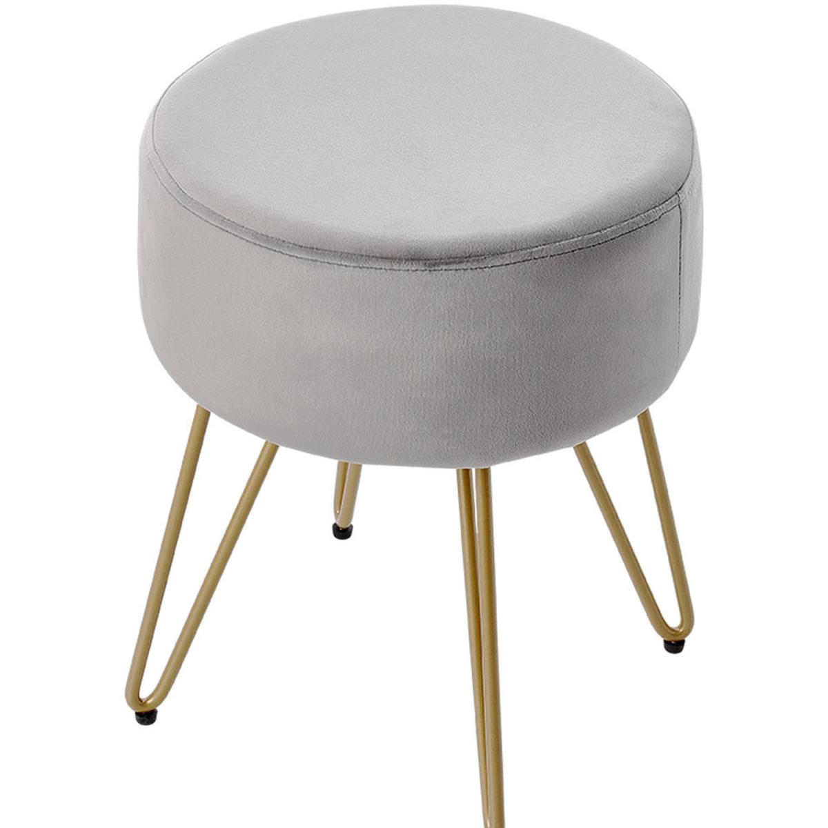Velvet Soft Round Footrest  - Grey – image 7