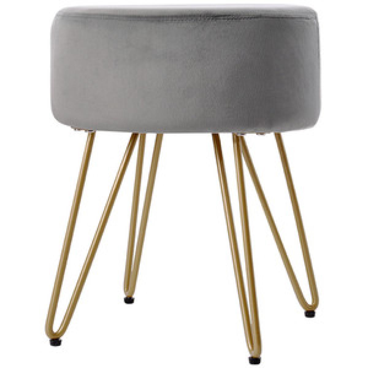 Velvet Soft Round Footrest  - Grey – image 8