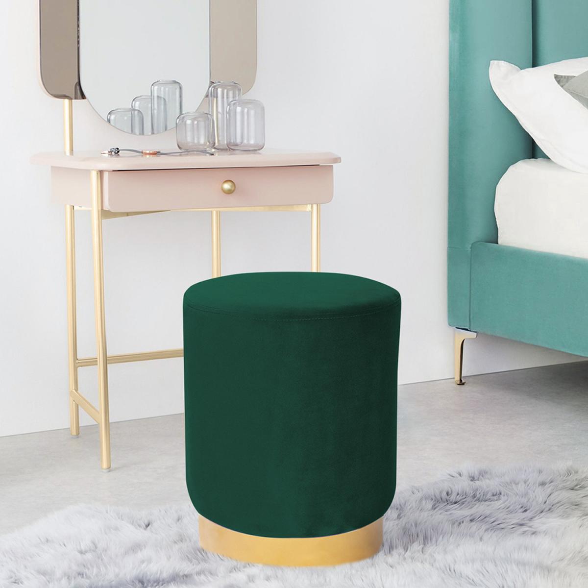 Small Velvet Ottoman - Green – image 6