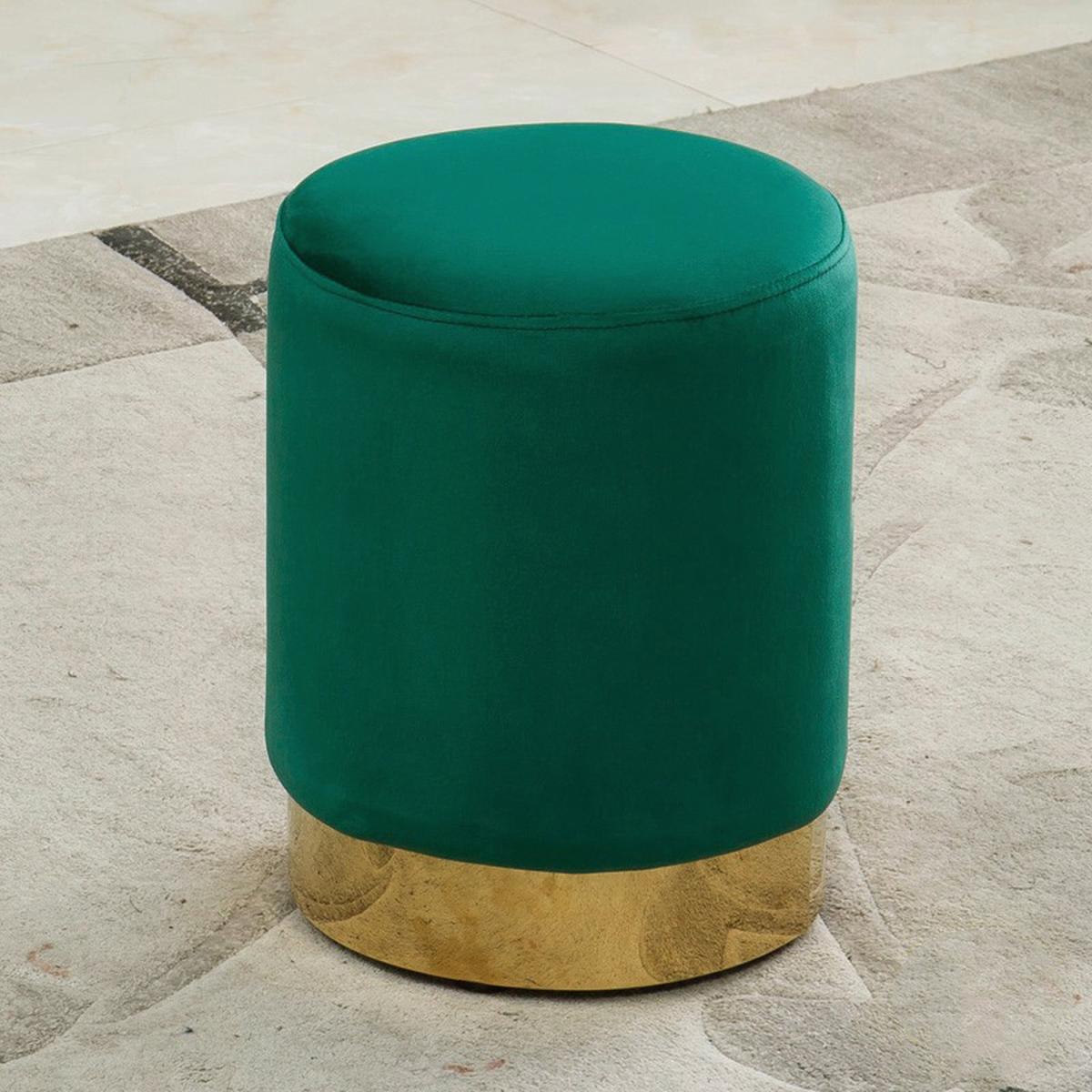 Small Velvet Ottoman - Green – image 7