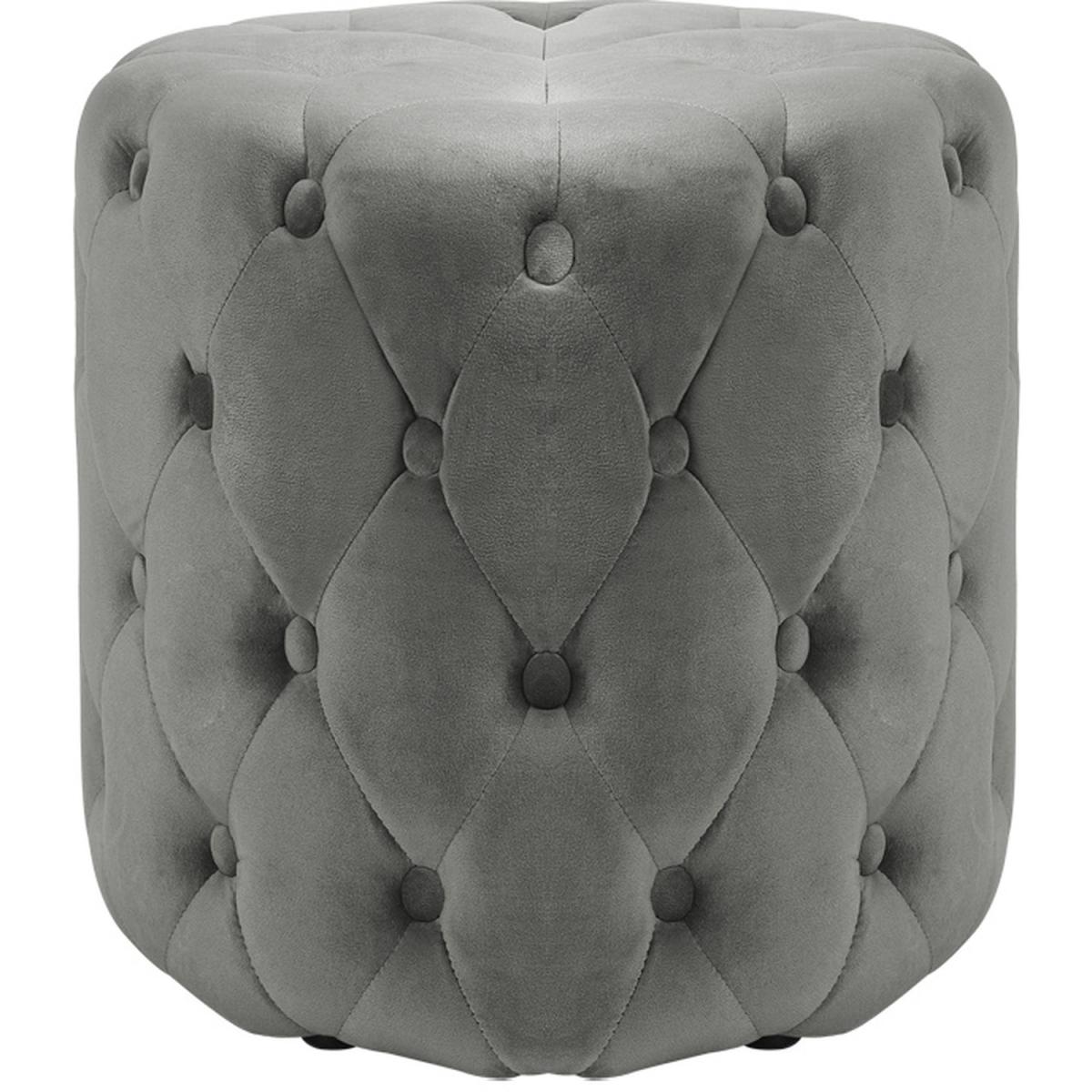 Round Velvet Footrest Footstool - Grey – image 2