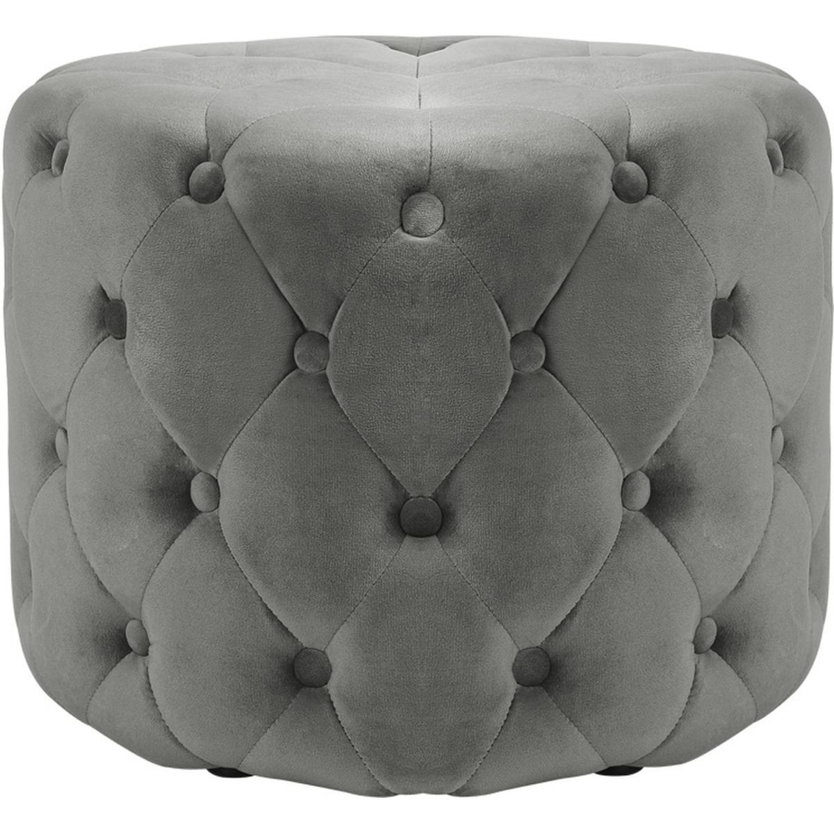 Round Velvet Footrest Footstool - Grey – image 14