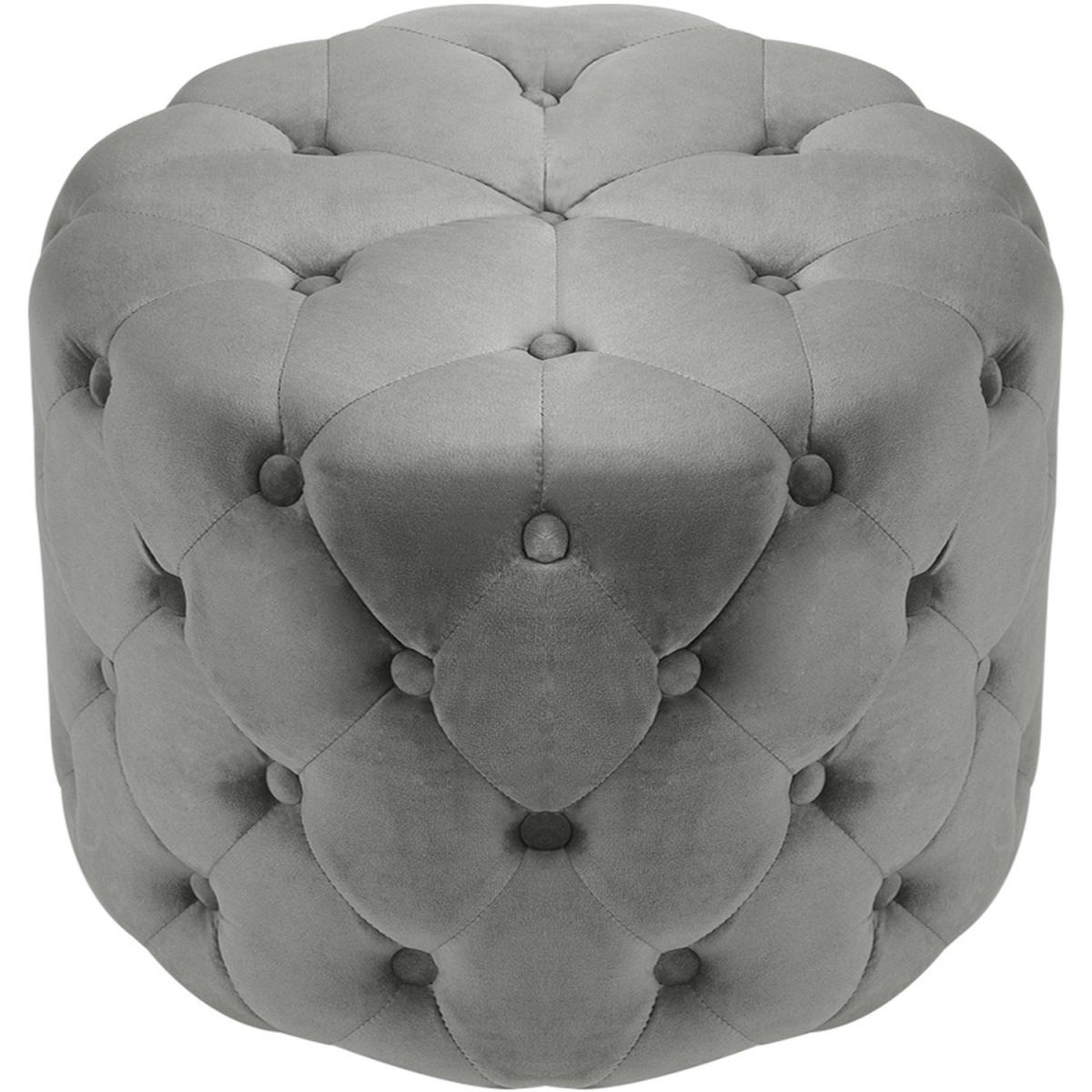 Round Velvet Footrest Footstool - Grey – image 15