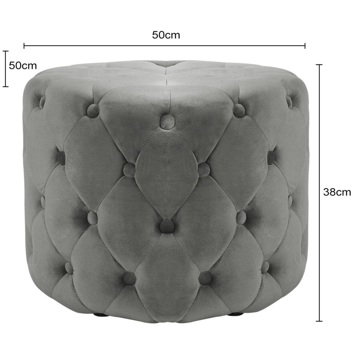 Round Velvet Footrest Footstool - Grey – image 17