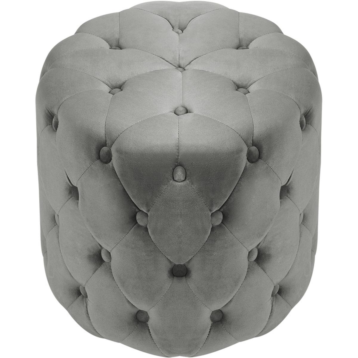 Round Velvet Footrest Footstool - Grey – image 3
