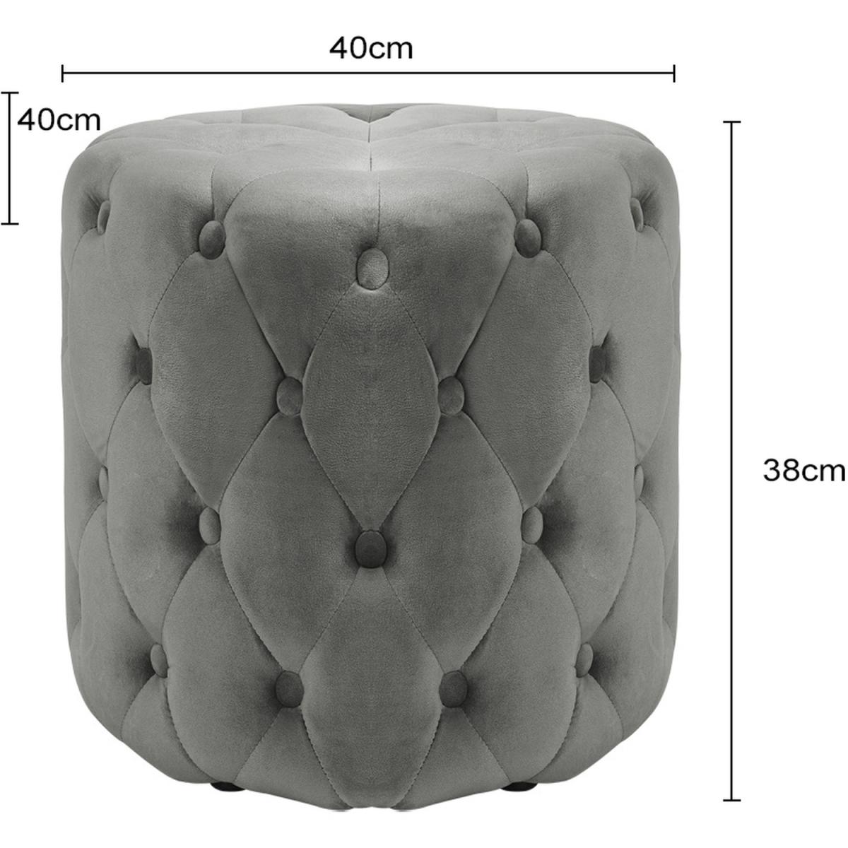 Round Velvet Footrest Footstool - Grey – image 5