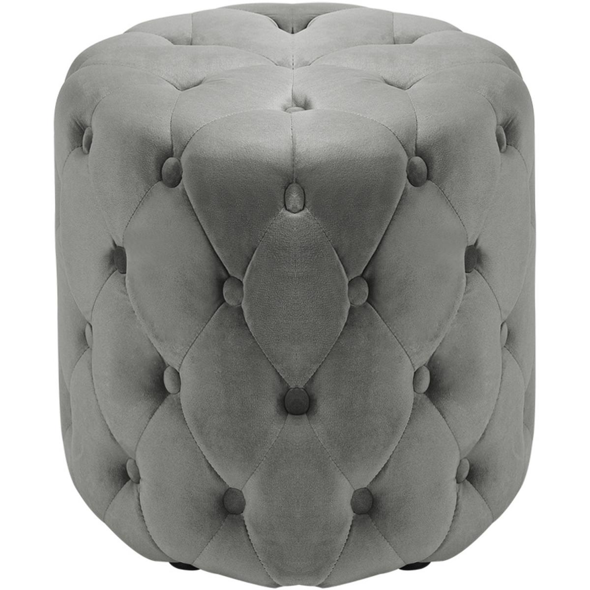 Round Velvet Footrest Footstool - Grey – image 7