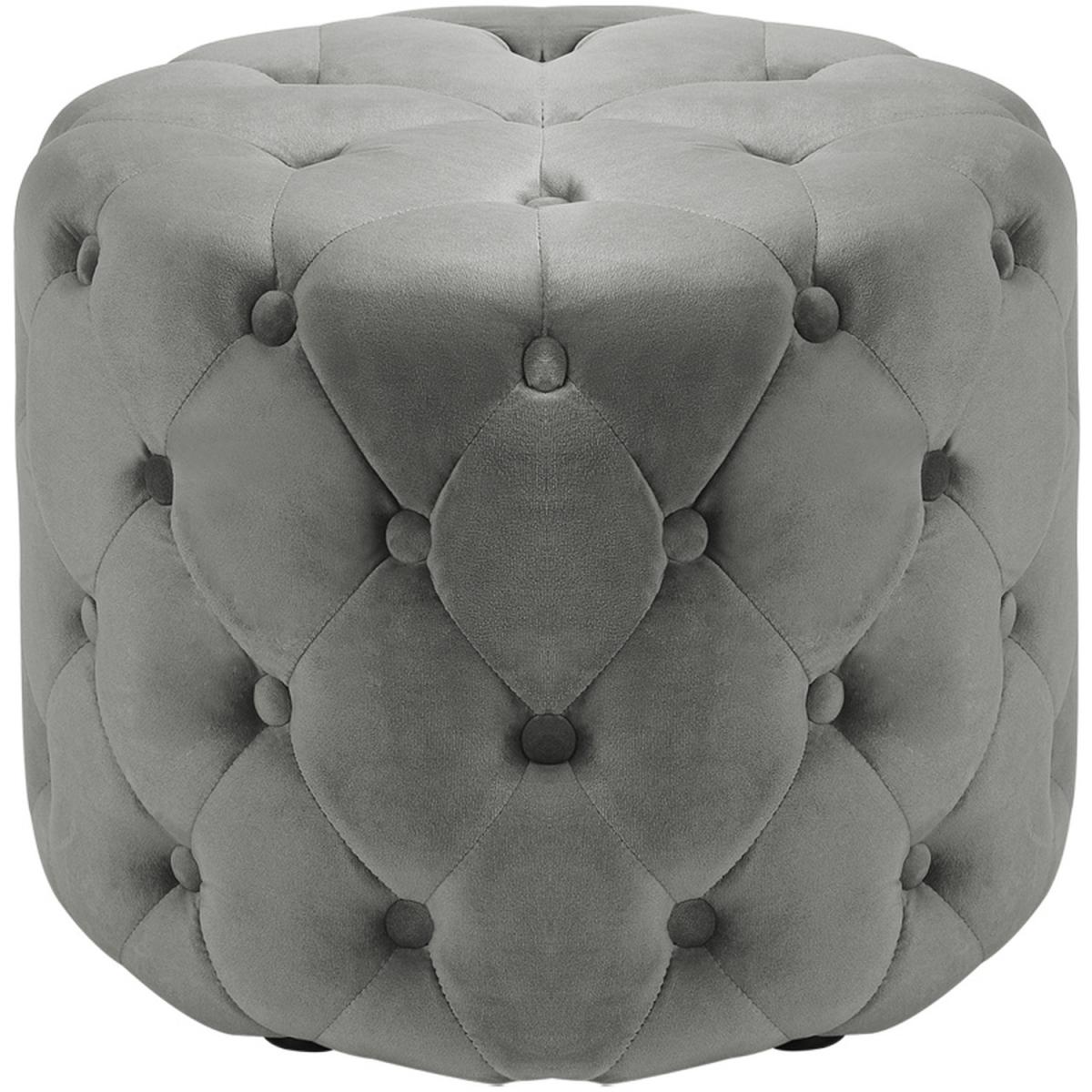 Round Velvet Footrest Footstool - Grey – image 8