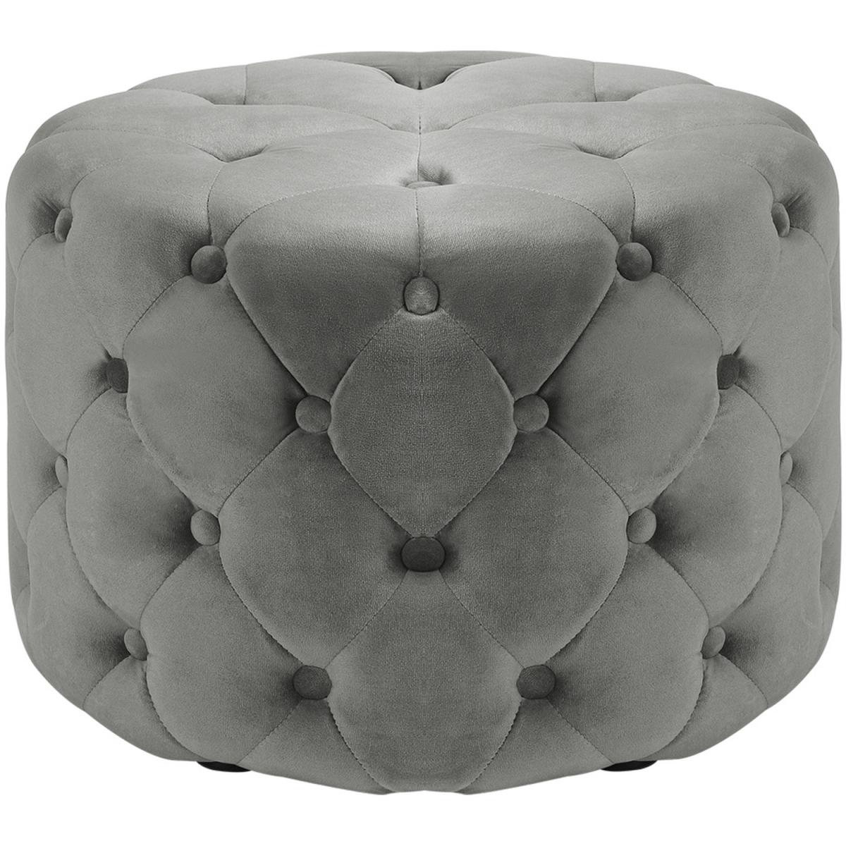 Round Velvet Footrest Footstool - Grey – image 9