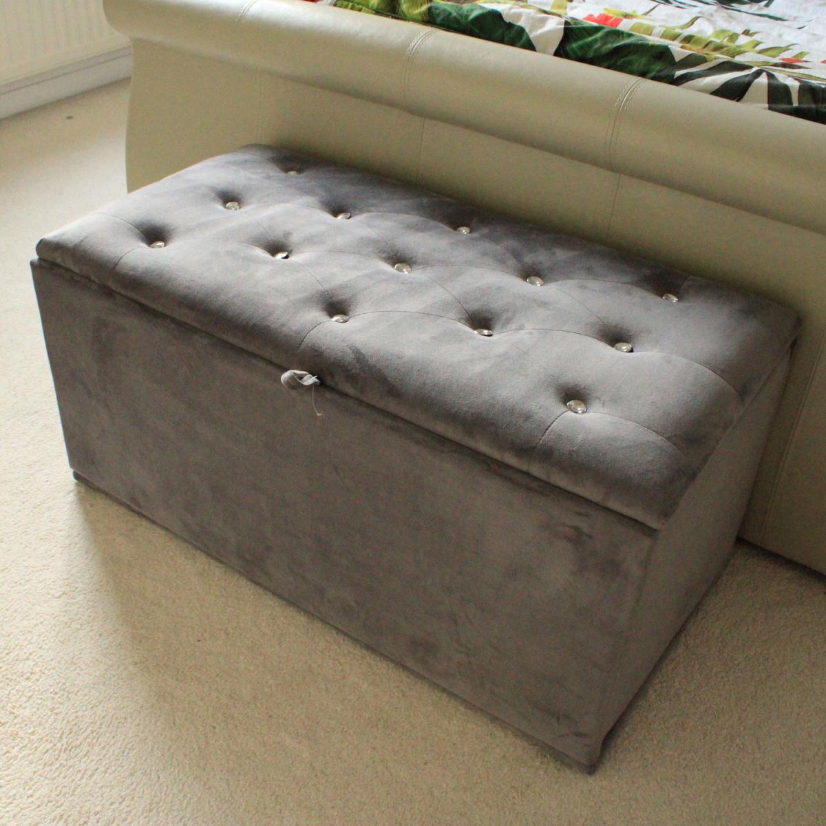 Kosykoala Chester Crystal Ottoman Storage Footstool - Grey – image 4