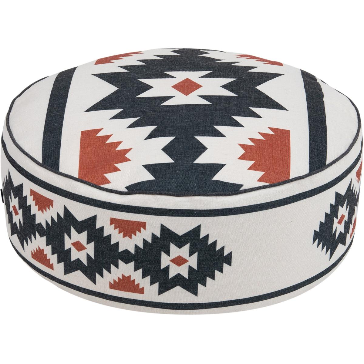 Round Boho Aztec Print Footstool - White – image 2