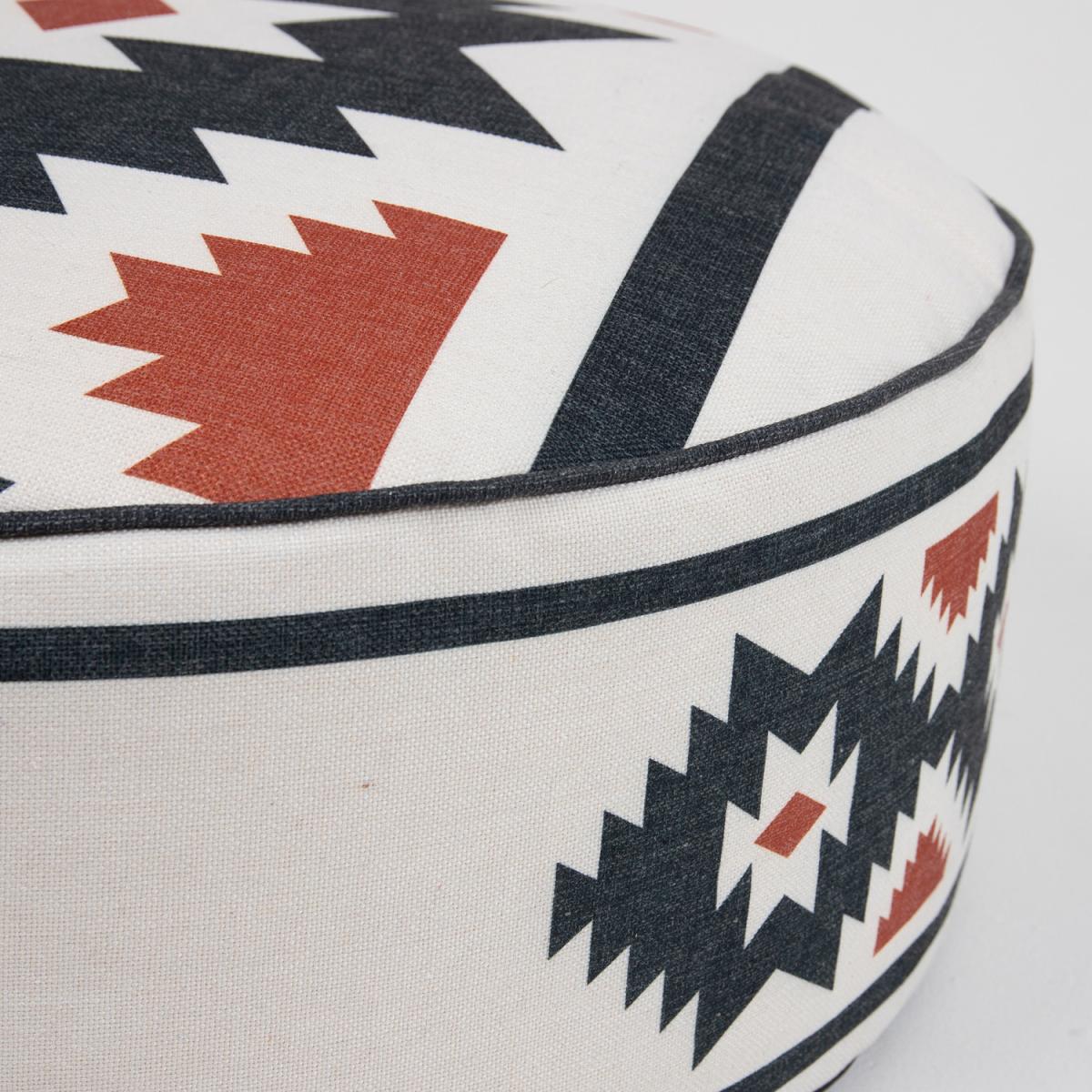 Round Boho Aztec Print Footstool - White – image 3