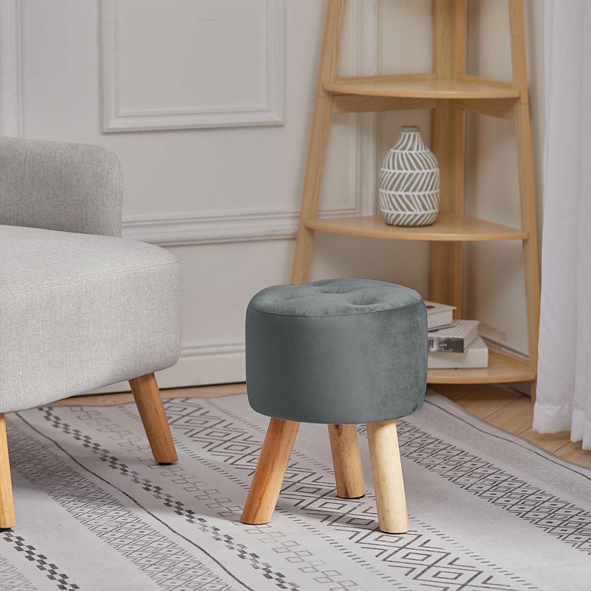 Padded Soft Round footstool - Grey – image 2
