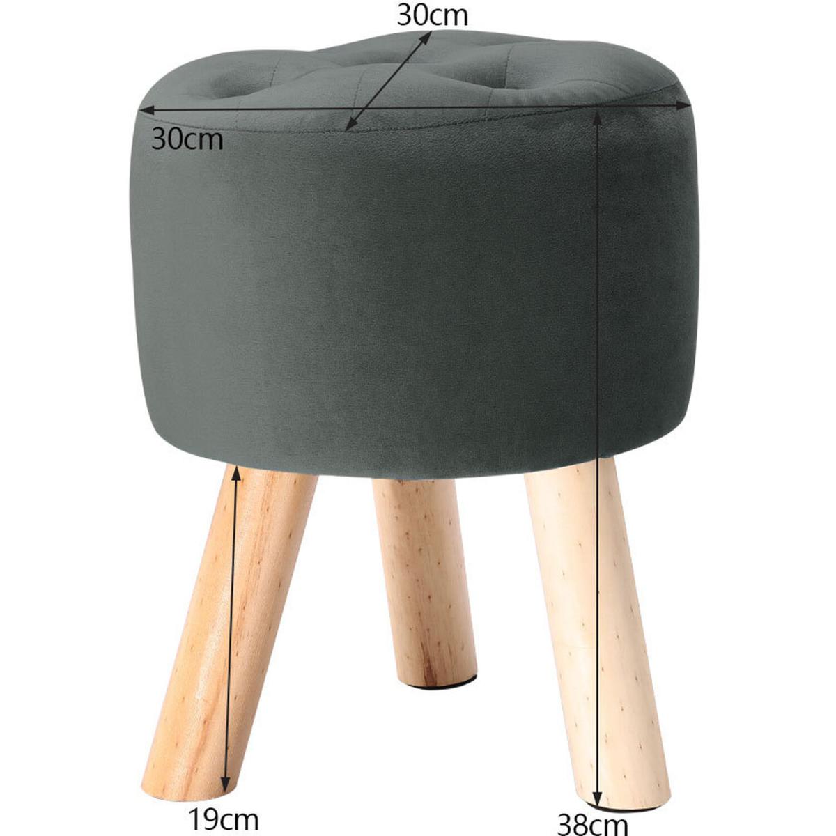 Padded Soft Round footstool - Grey – image 3