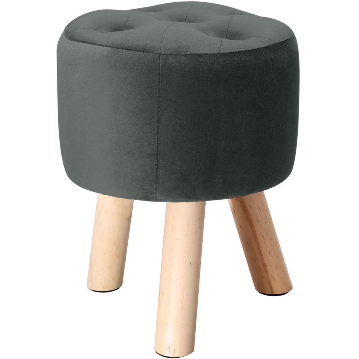 Padded Soft Round footstool - Grey – image 5
