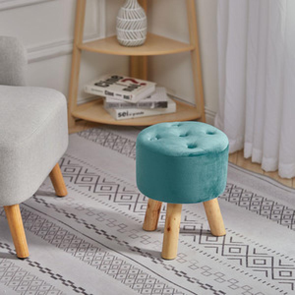 Padded Soft Round footstool - Grey – image 6