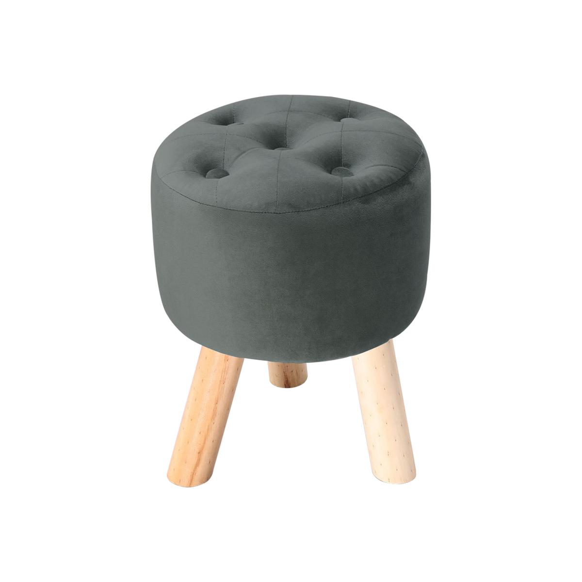 Padded Soft Round footstool - Grey – image 1