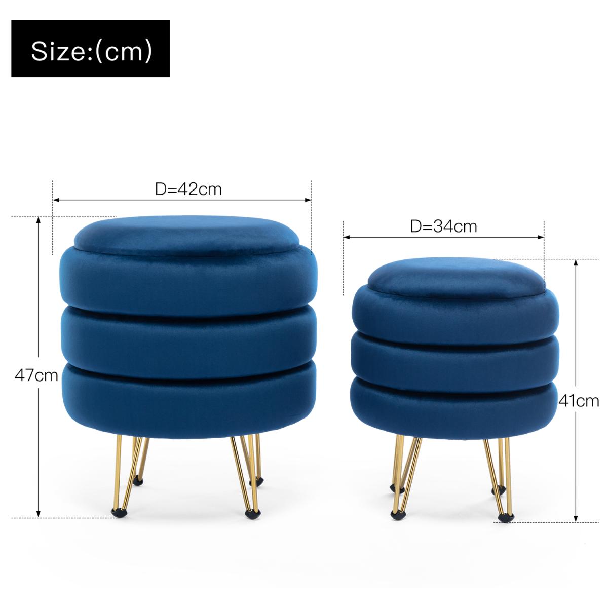 ESKIL Modern Velvet Storage Pouffe - Blue – image 4