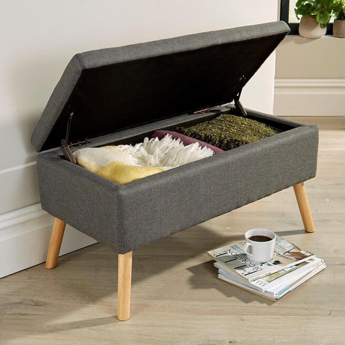 George Large Ottoman Storage Chest Unit - Dark Grey – image 2