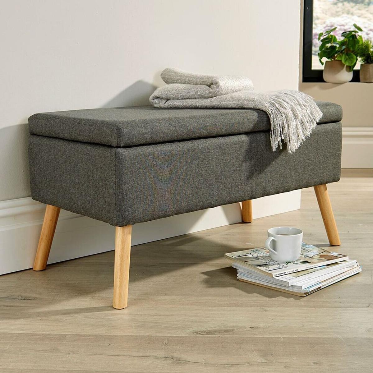 George Large Ottoman Storage Chest Unit - Dark Grey – image 1