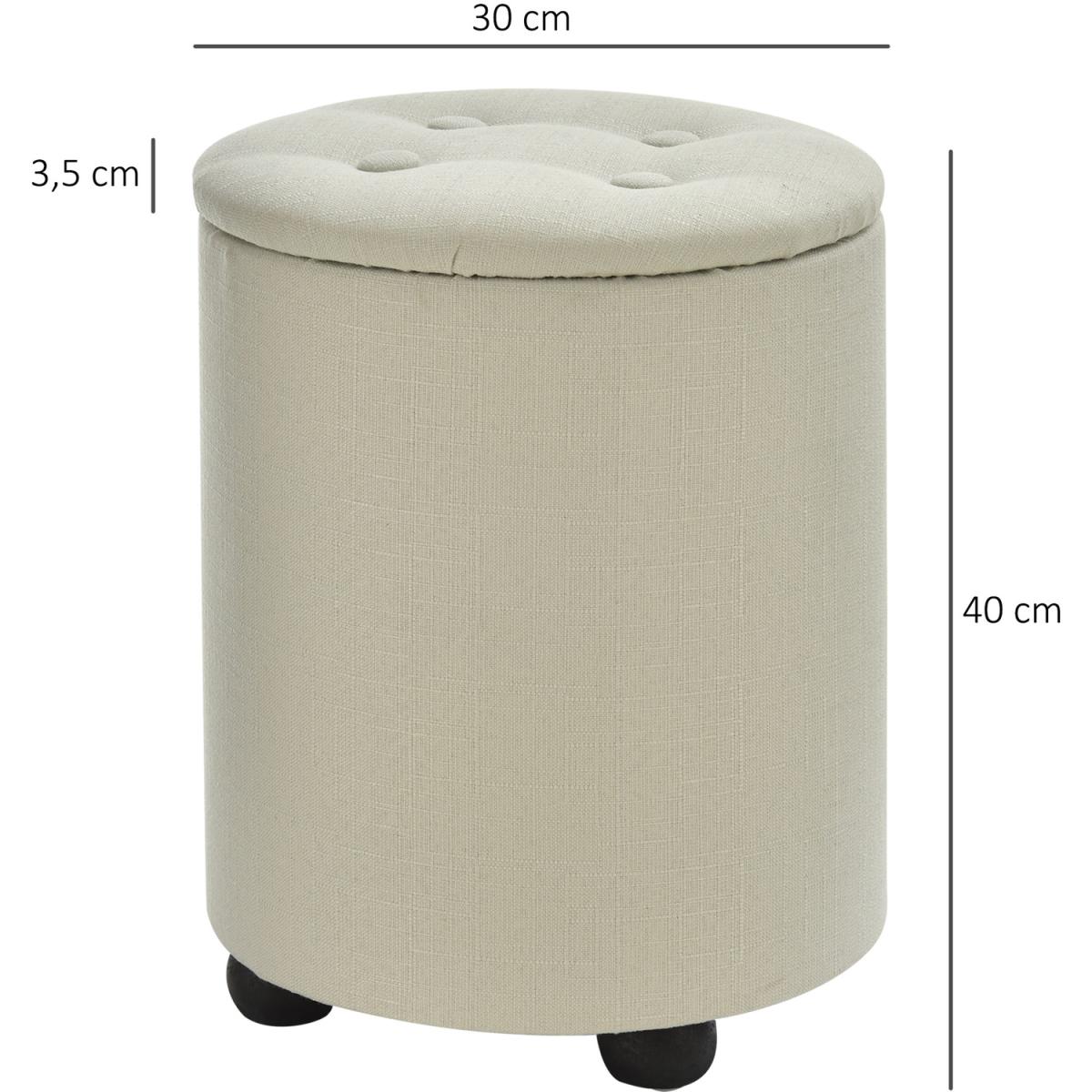 Elegant Linen Storage Ottoman - Cream White – image 2