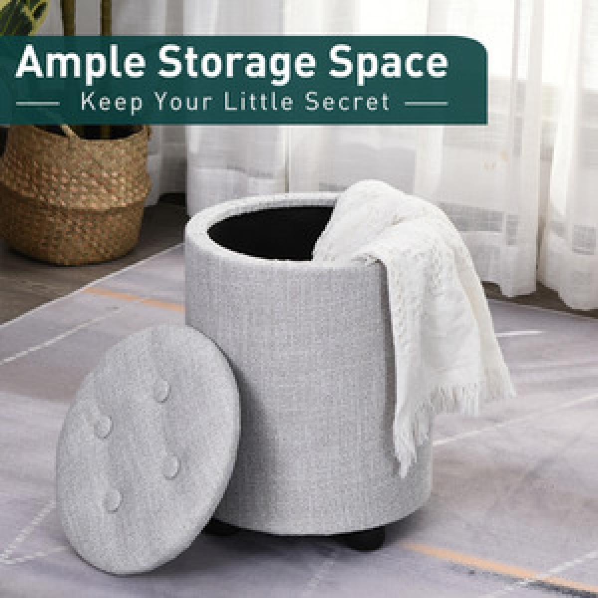 Elegant Linen Storage Ottoman - Cream White – image 12