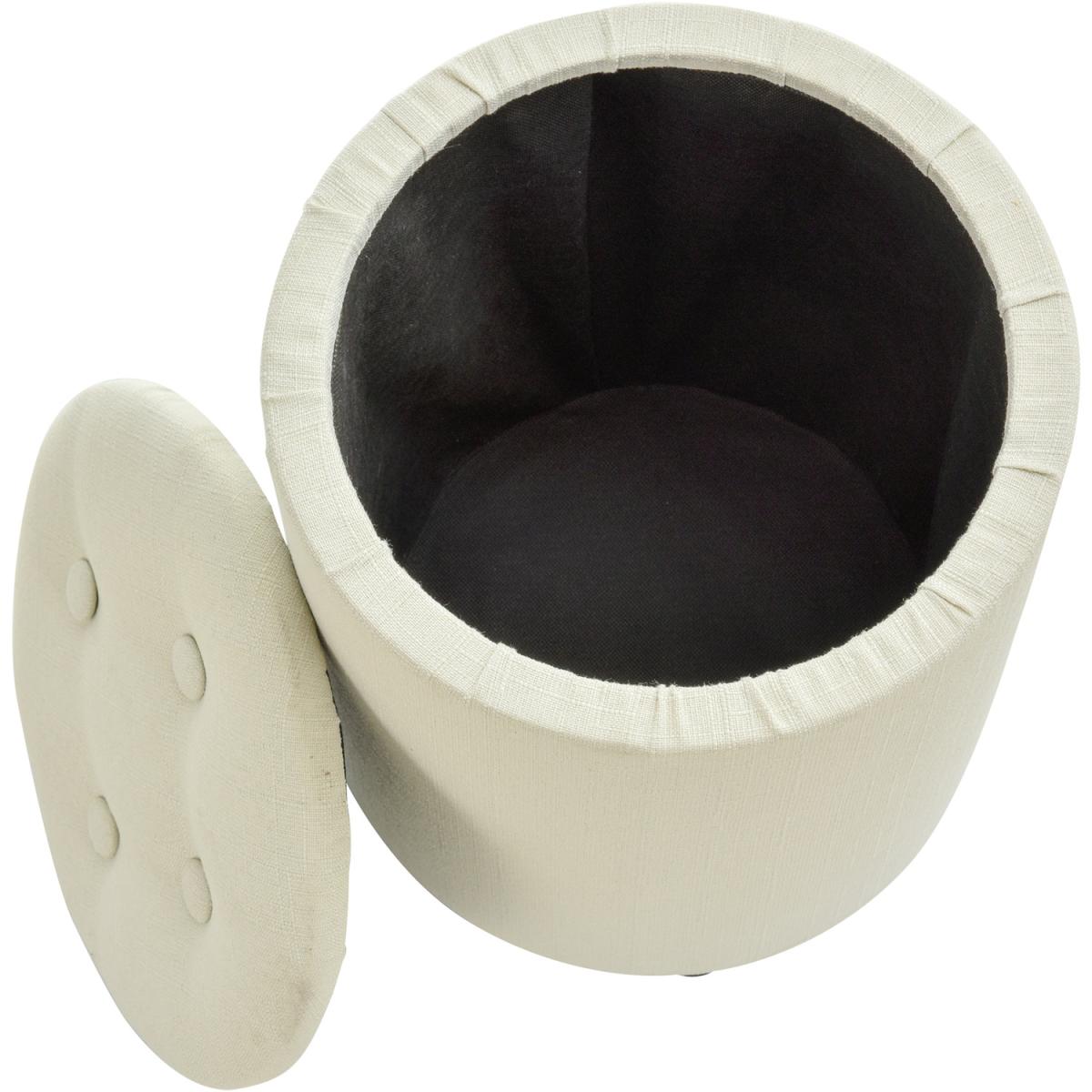 Elegant Linen Storage Ottoman - Cream White – image 8