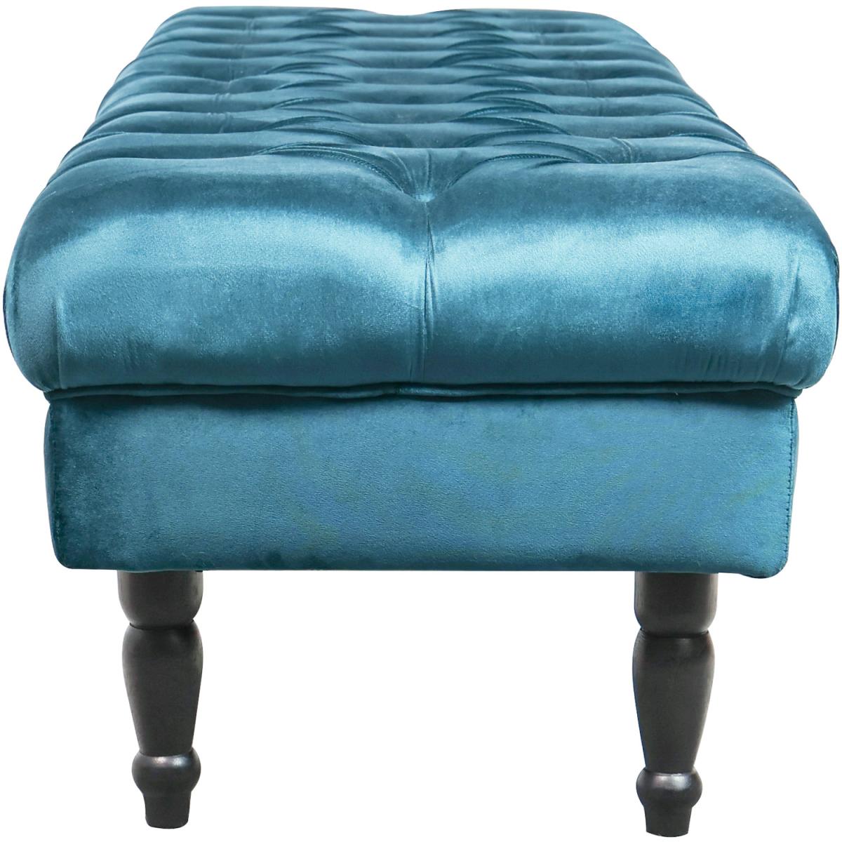 OLGA Upholstered Velvet Bench with Silver Beading Design - Blue – image 3