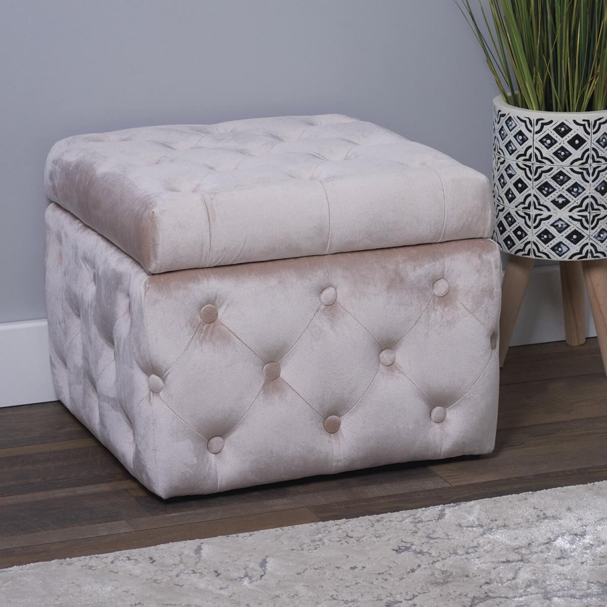 Large Square Storage Ottoman - Oyster Pearl – image 1