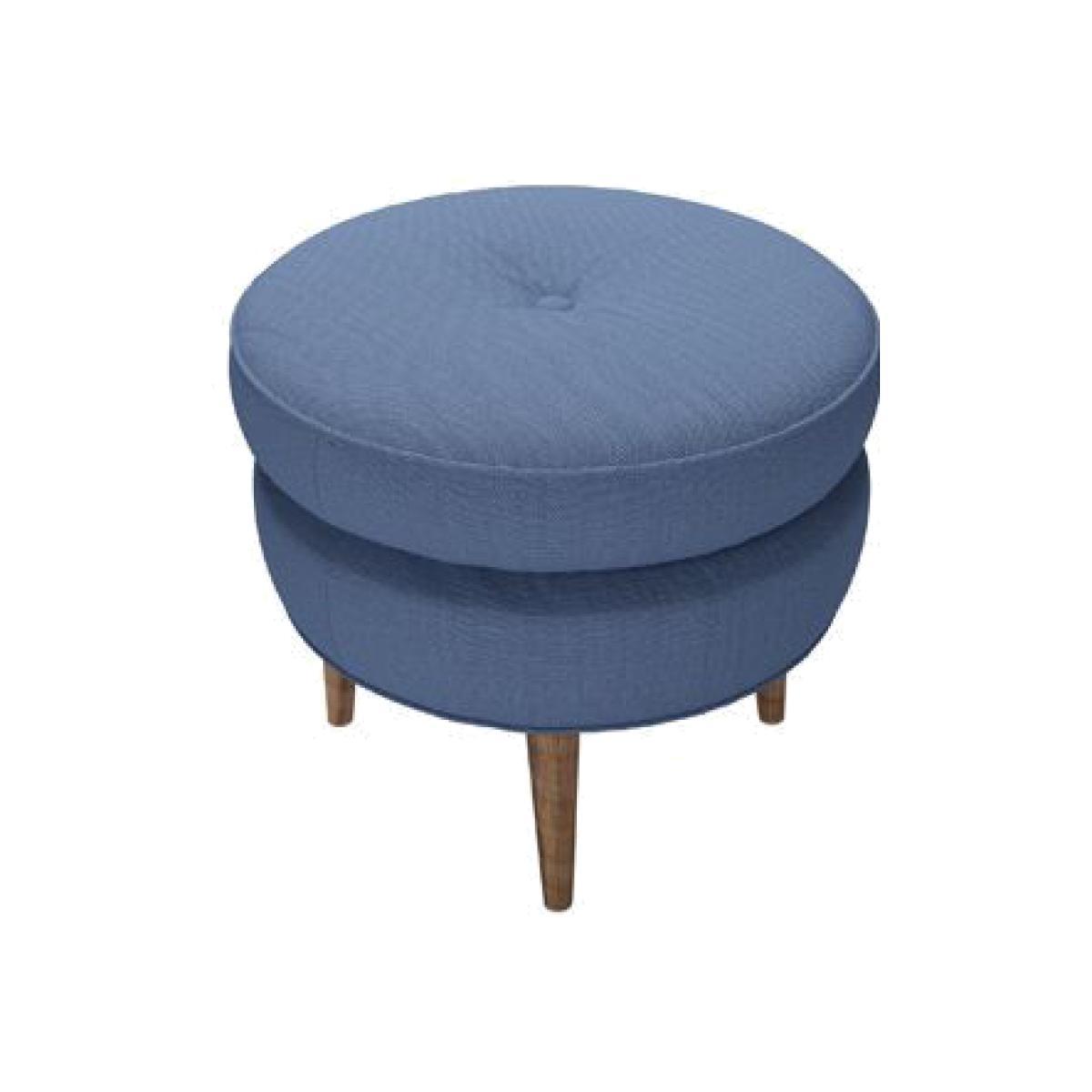 Felix Round Footstool in Oxford Blue Brushed Linen Cotton - sofa.com – image 1