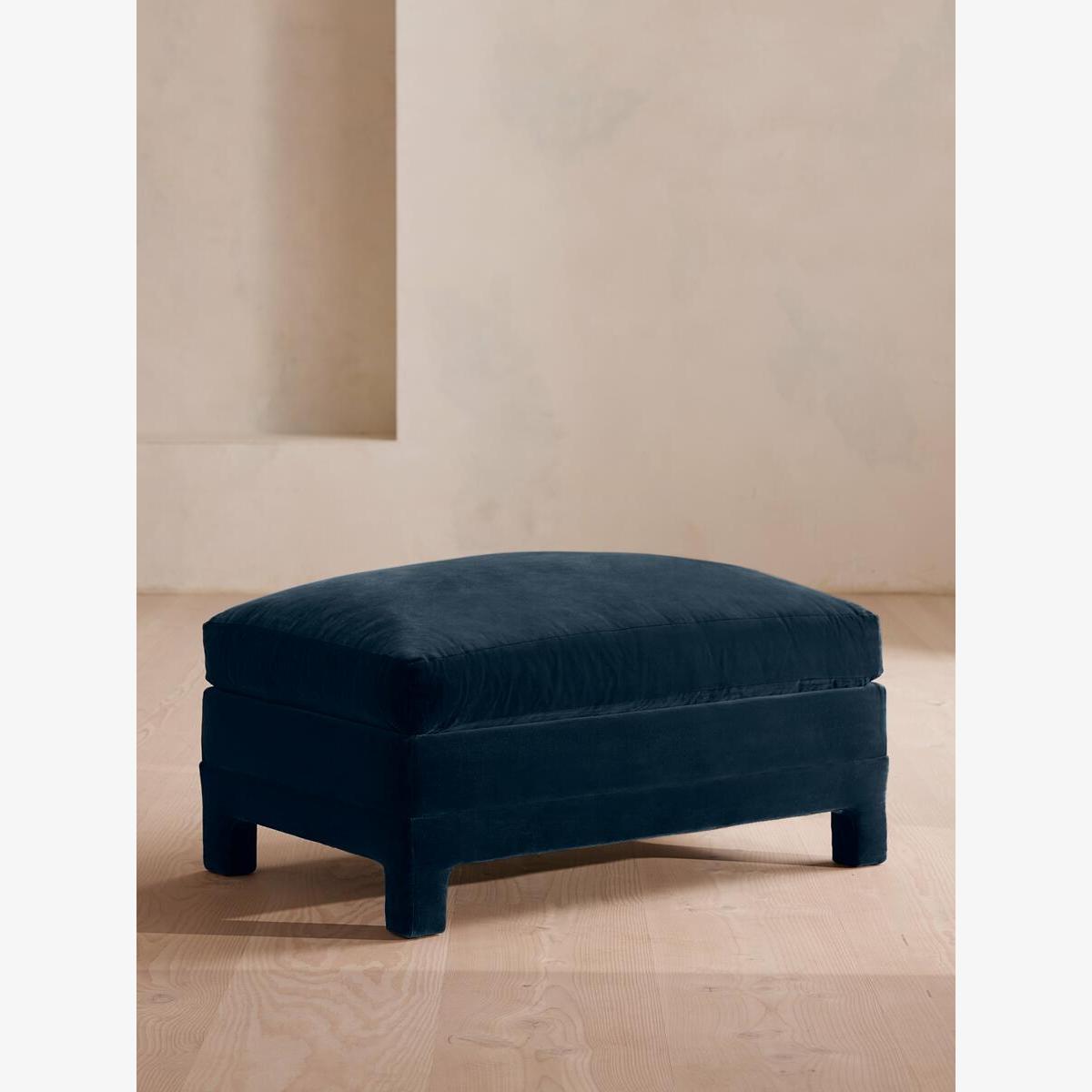 Ashford Ottoman, Velvet, Royal Blue – image 1