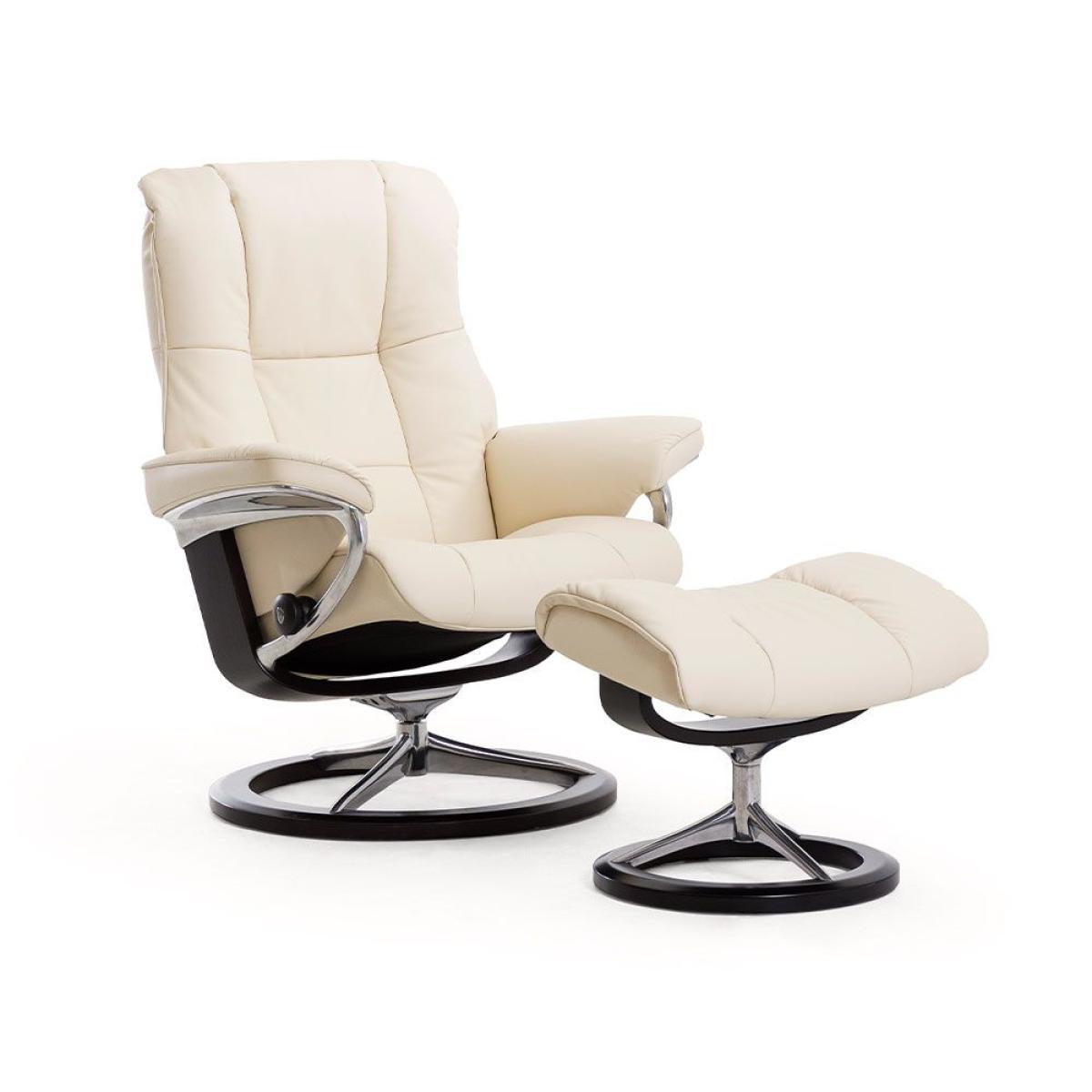Stressless Mayfair Recliner with Signature Base Footstool Small Chair Paloma Leather – image 2