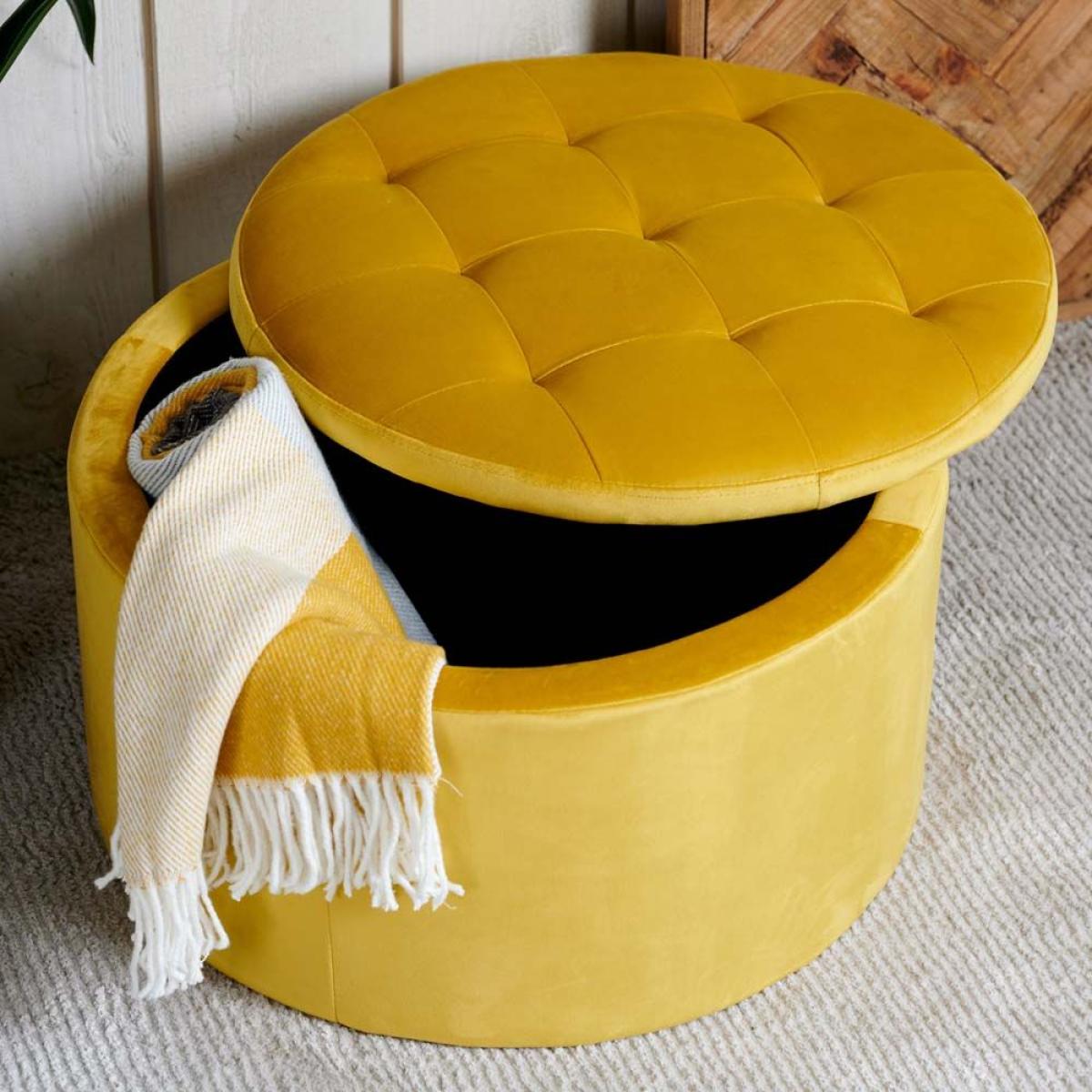 Ruby Storage Ottoman - Mustard Velvet – image 2